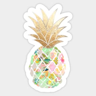 Aloha pineapple, mint green + faux gold Sticker